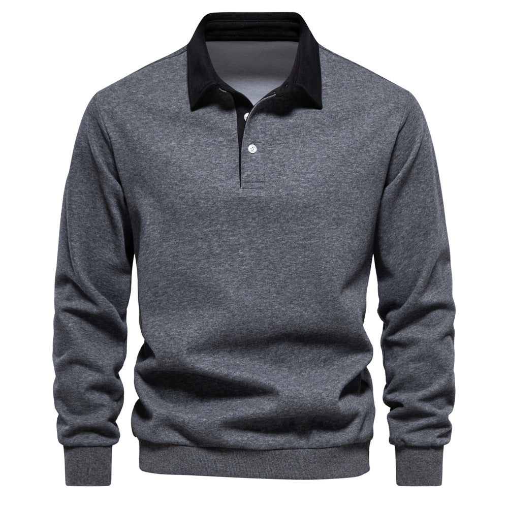 Long Sleeved Polo Collar Hoodie Trendy European Size