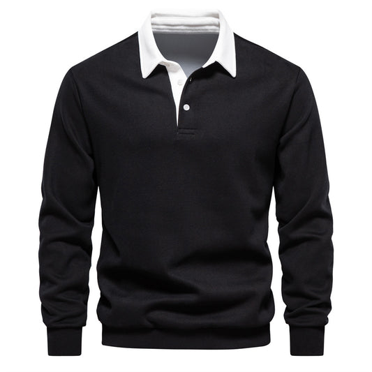 Long Sleeved Polo Collar Hoodie Trendy European Size