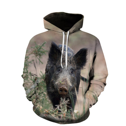 Hooded Men's Sweater Animal Digital Printing